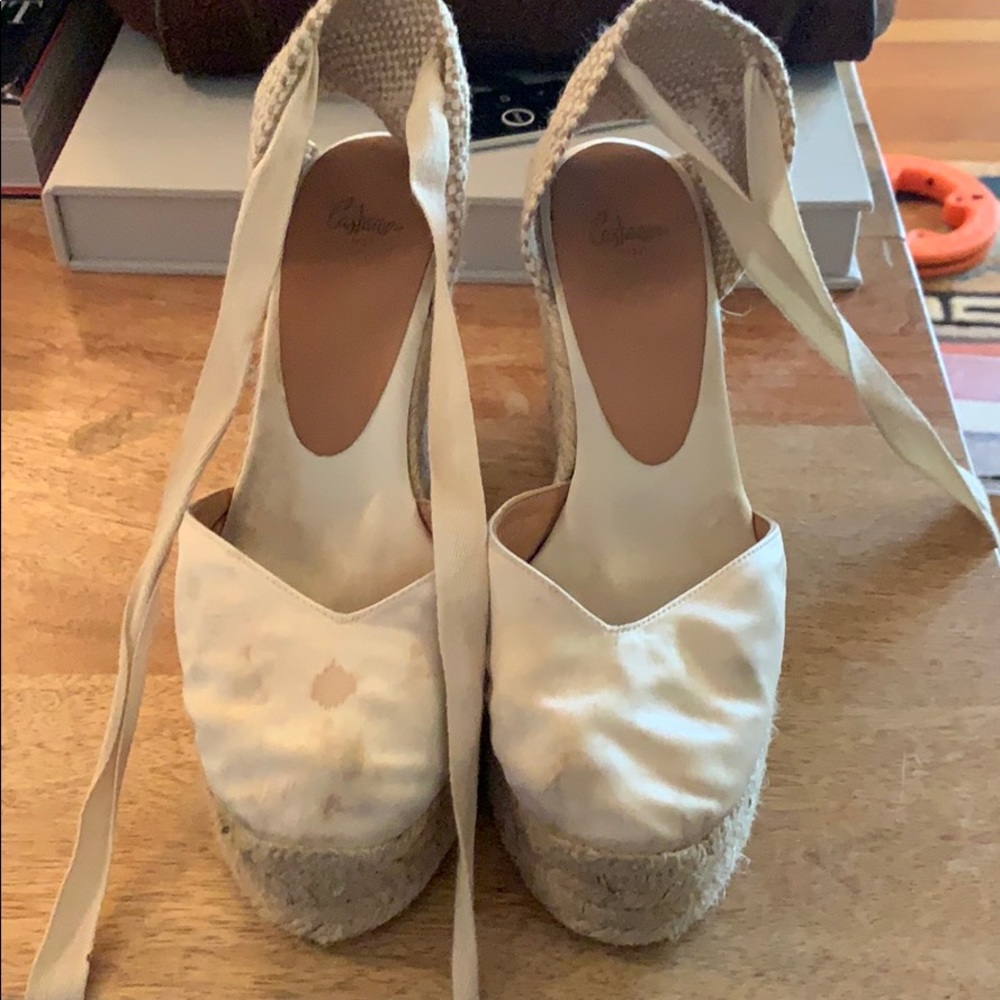 Castaner White Silk High Espadrilles